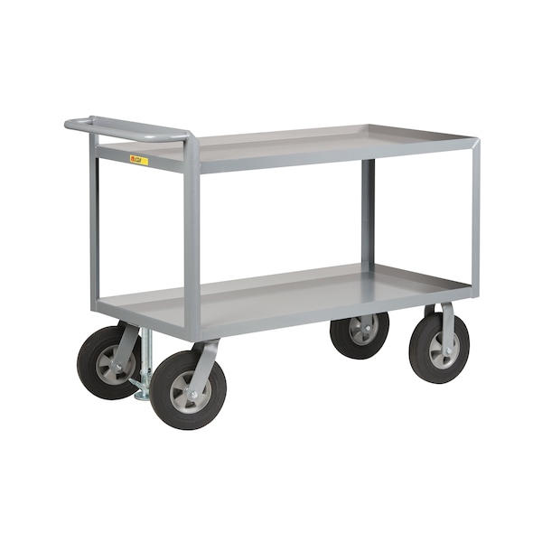 Raised Handle Utility Cart, Steel, 1500 lb Load Capacity, 2 Shelves, 53 1/2 in L, 30 in W, 39 in H